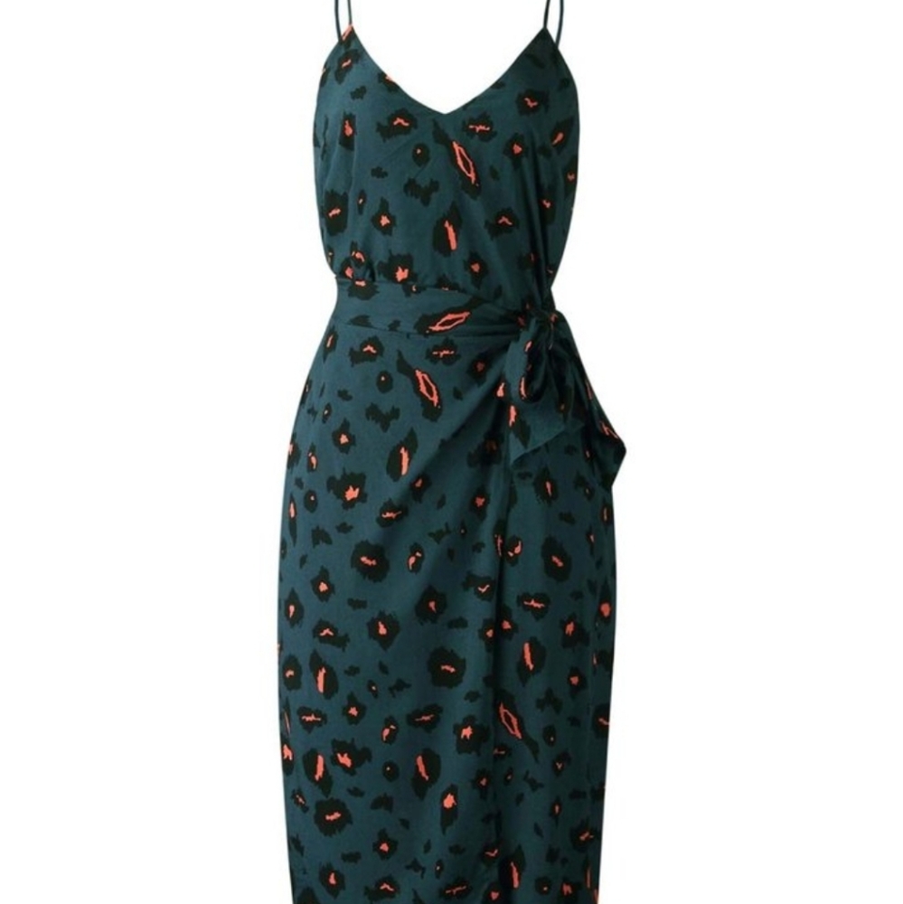 Pink and green Leopard print dress